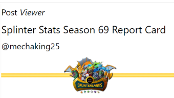 My Splinterlands End of Season Report Season 69