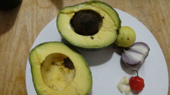 Cream paste with avocado with lime, onion, garlic and habanero in Zanzibar