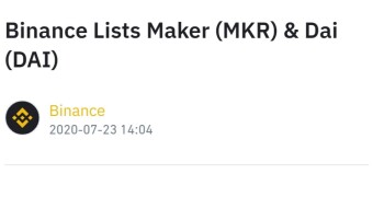 Binance Finally Lists MKR and DAI