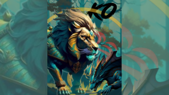 Lion fighting against a dragon 🐉 Art challenge