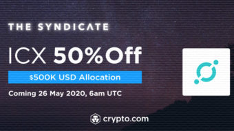 Crypto.com ICON (ICX) 50% Off with The Syndicate Live! Coming 26 May 2020