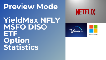 Preview Mode YieldMax NFLY MSFO DISO ETF Option statistics Sizzle Index courtesy of thinkorswim/ Charles Schwab