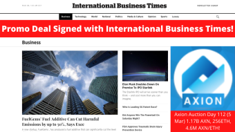 Axion Auction Day 112 (5 Mar) 1.17B AXN, 245ETH, 4.8M AXN/ETH! Promo International Business Times! BITCOIN Divs 12 March!