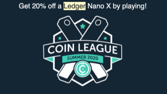 Ledger Nano X and Coin League 20% OFF promotions
