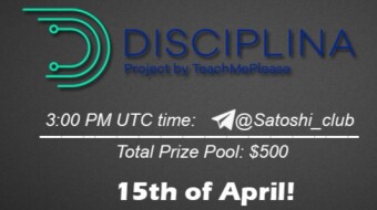 Join the AMA of Satoshi Club x Disciplina. Rewards: 500 USDT, April 15th.