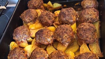 Foodbook #531 Roasted Meatball  and Potatoes