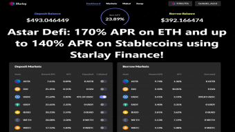 Astar Network Defi: 170% APR on ETH and up to 140% APR on Stablecoins using Starlay Finance