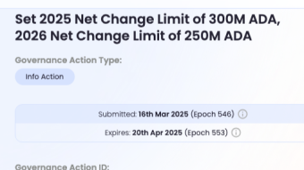 Cardano DRep Voting - Set 2025 Net Change Limit of 300M ADA