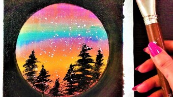 Landscape and Stars | How To Paint with acrylic , Easy for beginners