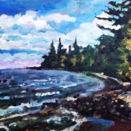 Original Oil Painting on Canvas: Windy day on Lake Superior