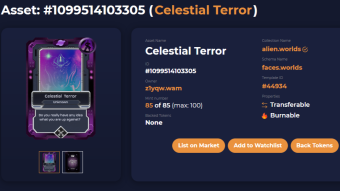 Epic NFT drop on Alien Worlds I was able to sell