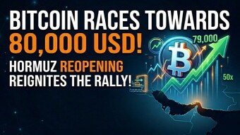 Bitcoin races toward 79,000 USD: reopening of the Strait of Hormuz reignites the rally.