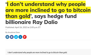 Ray Dalio Does Not Understand Why So Many People Prefer Bitcoin to Gold ... and That’s Normal Since Ray Is a Boomer.