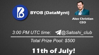 Join the AMA of Satoshi Club x BYOB (DataMynt). Rewards: 500 USDT, July  11th.