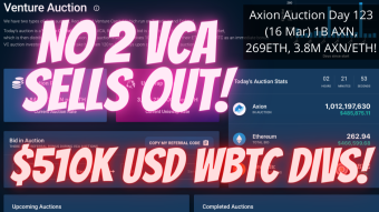 Axion Auction Day 123 (16 Mar) 1B AXN, 269ETH, 3.8M AXN/ETH! No 2 VCA SELLS OUT $510k USD wBTC Divs! WATCH NOW!