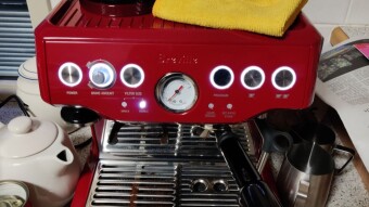 Learning the new coffee machine
