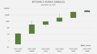Bitcoin biennial candles since 2011