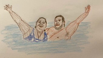 Anniversary picture for friends, and Thor surfing