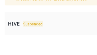 Binance Update, "Hive Token is Suspended"