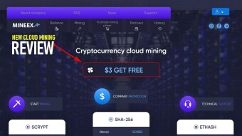 MINEEX , cloud mining 3$ get FREE
