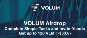 Join VOLUM bounty bot to get 40 VLM tokens (~$11.2) for simple social tasks and up to additional 80 VLM (~$22.4) for inviting friends.