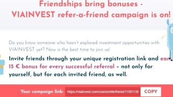 ViaInvest 12% Interest and 15€ for frist Invest