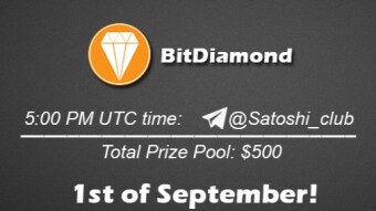 Join the AMA of Satoshi Club x BitDiamond. Rewards: 500 USDT, September 1st.