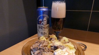 Braised ribs with slippery jack mushrooms and Czech beer Velkopopovicky Kozel