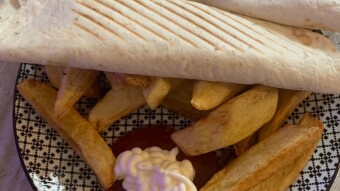 Foodbook #438 homemade tortillas with French fries