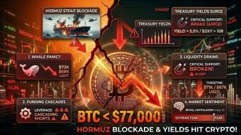 Bitcoin Drops Below $77,000: Hormuz Blockade and Treasury Yields Spook Markets