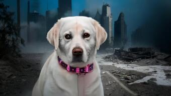 Dog with a pink bone collar/No Ordinary Pharaoh