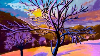 Digital art_2021. Tree on the Winter Sunset
