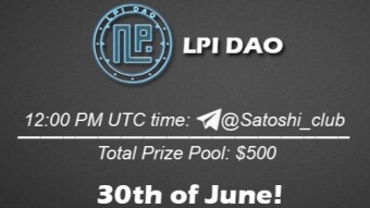 Join the AMA of Satoshi Club x LPI Dao (Blockwiz). Rewards: 500 USDT, June 30th.