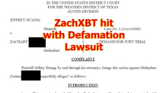 ZachXBT hit with Defamation Lawsuit