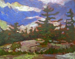 Original Oil Painting on canvas. Pines on Lake Superior