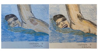 Revisions after Inktober: Swimming man