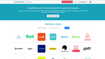 Topparrain: a website where you can find promo codes and where you can put yours!!