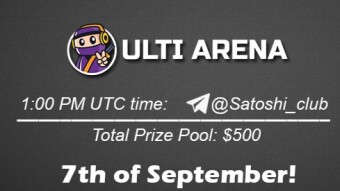 Join the AMA of Satoshi Club x UltiArena. Rewards: 500 USDT, September 7th.