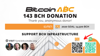 New 143 BCH Donation for Bitcoin ABC Bitcoin Cash Scaling Work