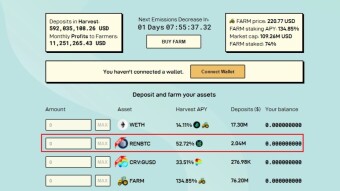Harvest Finance Adds Farming Strategy for renBTC