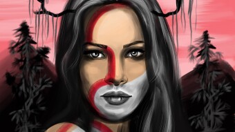 digital painting girl and horns