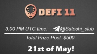 Join the AMA of Satoshi Club x DeFi 11. Rewards: 500 USDT, May 21st.