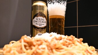 Lithuanian Beer "Volfas Engelman" Pale Lager and homemade spaghetti