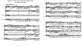 Fughetta for Violin, Viola, Violoncello, & Bass Guitar in C Lydian Augmented [Philip Daniel; 2017]