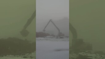 Haze, excavator in the fog