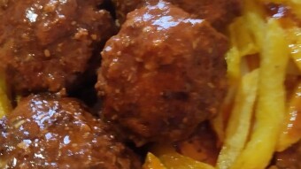 Foodbook #1269 soutzoukakia with potatoes