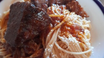 Foodbook #818 Tomato beef stew with pasta