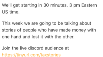 Tax Sherpa Stories Starts in 30 Minutes