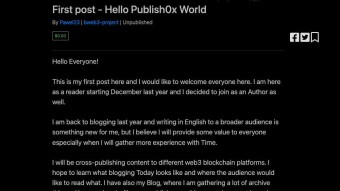 First post - Hello Publish0x World