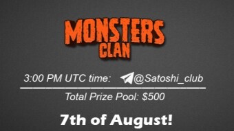 Join the AMA of Satoshi Club x Monsters Clan. Rewards: 500 USDT, August 7th.